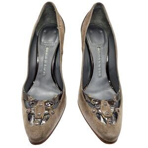 Vintage Proenza Schouler Brown Suede Patent Leather Cut-out Heels Women's Sz 8.5